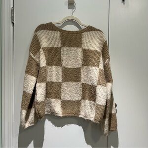 Cozy Checkered Sweater - Brown and Cream Korean Aland Brand 3.3 Field Trip OS